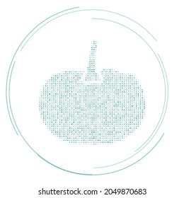 The pumpkin symbol filled with teal dots. Pointillism style. Vector illustration on white background