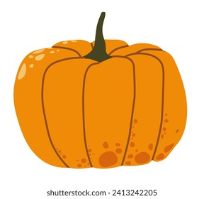 Pumpkin, tasty ingredient for balanced diet, preparing of soups, purees, and pies. Nutritious dietary product for vegans, and vegetarians, improving digestive processes. Vector in flat style