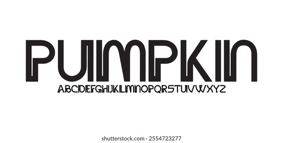 Pumpkin, Technology typography alphabet fonts with bold style. Vector illustration and tech font. Abstract minimal modern sport, simple, fashion, digital, future creative alphabet font.
