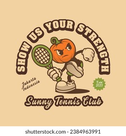 Pumpkin Tennis Mascot Retro und Vintage