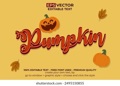 Pumpkin Text Effect Design Orange Color.