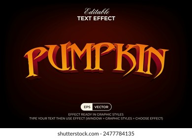 Pumpkin Text Effect Gothic Style. Editable Text Effect Gradient Orange Color Theme.