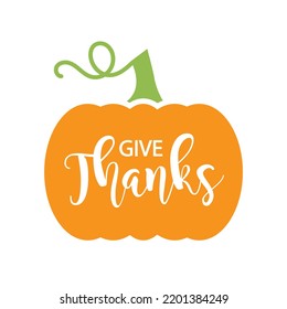 Pumpkin with text: Give Thanks. 