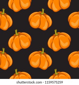 Pumpkin texture. Autumnal illustrative seamless pattern. Vector background.