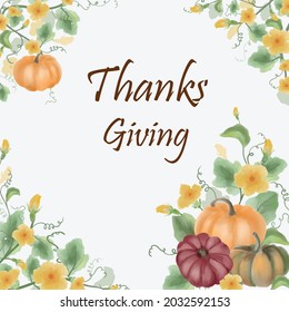 pumpkin thanks giving card, illustration comic art.