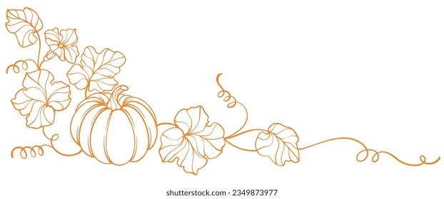 Pumpkin thanksgiving halloween element design, pumpkin line art style vector illustration