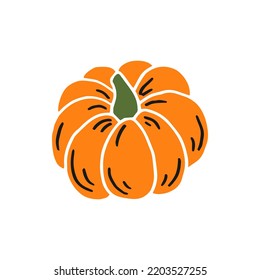 Pumpkin. Thanksgiving and Halloween Elements. Hand drawn vector illustration.