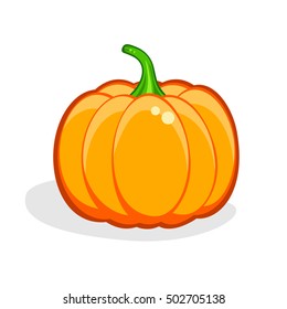 Pumpkin. Thanksgiving vector illustration isolated on white. Natural, organic Vegetable. Health Vegan food. Halloween symbol.