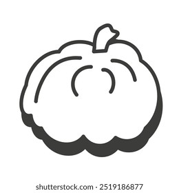 Pumpkin in thin line. Pumpkin icon. Pumpkin with shadow. EPS 10.
