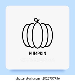 Pumpkin thin line icon, symbol of Halloween. Modern vector illustration