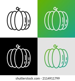 Pumpkin thin line icon, symbol of Halloween. Modern vector illustration