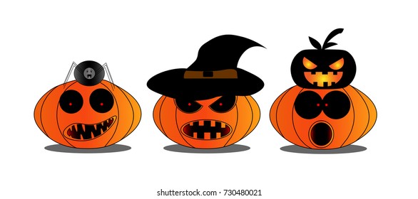 Pumpkin three pumpkin Halloween event three style isolated Emotion holidays