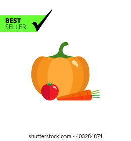 Pumpkin, tomato and carrot