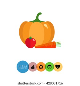 Pumpkin, tomato and carrot