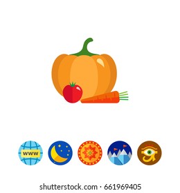 Pumpkin, tomato and carrot