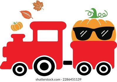 Pumpkin Train SVG, Kid's Fall Cut File, Halloween Design, Thanksgiving Clip Art, Children's Shirt Graphic, eps png, Silhouette or Cricut svg
