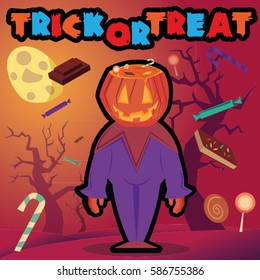 Pumpkin trick or treat with sweets