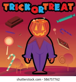 Pumpkin trick or treat with sweets