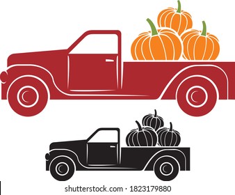 pumpkin truck vector illustration (fall design)