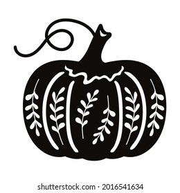 Pumpkin with twigs. Stencil for cutting and scrapbooking.