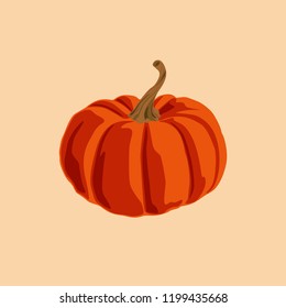 Pumpkin with twisted stem colorful orange vector for Halloween or Thanksgiving
