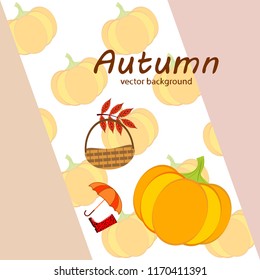 pumpkin umbrella rubber boots fallen leaf basket autumnal vector background pumpkin umbrella rubber boots fallen leaf basket autumnal vector background
