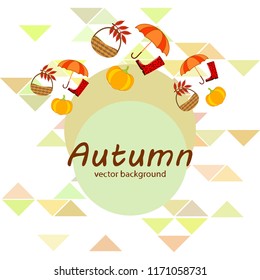 pumpkin umbrella rubber boots fallen leaf basket autumnal vector background