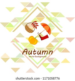 pumpkin umbrella rubber boots fallen leaf basket autumnal vector background