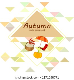 pumpkin umbrella rubber boots fallen leaf basket autumnal vector background