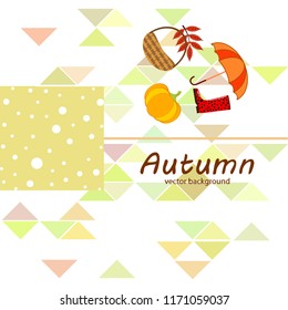pumpkin umbrella rubber boots fallen leaf basket autumnal vector background