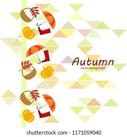 pumpkin umbrella rubber boots fallen leaf basket autumnal vector background