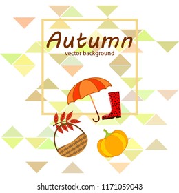 pumpkin umbrella rubber boots fallen leaf basket autumnal vector background