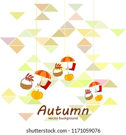 pumpkin umbrella rubber boots fallen leaf basket autumnal vector background