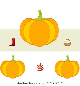 pumpkin umbrella rubber boots fallen leaf basket autumnal vector background