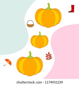 pumpkin umbrella rubber boots fallen leaf basket autumnal vector background
