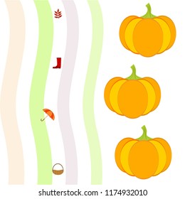 pumpkin umbrella rubber boots fallen leaf basket autumnal vector background