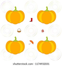 pumpkin umbrella rubber boots fallen leaf basket autumnal vector background