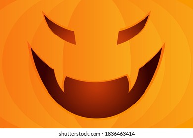 Pumpkin with Vampire Face, Design for the Halloween Holiday. Vector template.