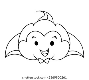 Kürbis-Vampir für Halloween-Farbseitenkartoon, Vektorgrafik