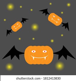 Pumpkin Vampire Halloween Night Illustration