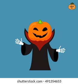 pumpkin, vampire vector illustration