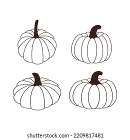 Pumpkin of various shapes and colors. Thanksgiving and Halloween Elements.