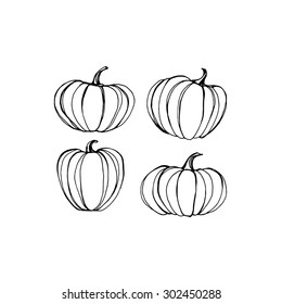 Pumpkin. Vector black silhouette.