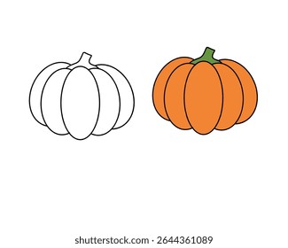 pumpkin vector in black white and color