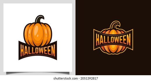 Pumpkin vector cartoon design for vegetarian, Halloween market event needs day logo design