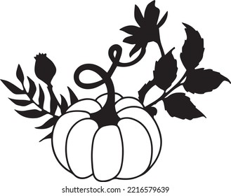 Pumpkin Vector  Clip Art  Black   White