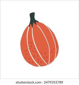 Pumpkin vector clipart. Cute hand drawn pumkin illustration. For thematic designs, stickers, patterns. Autumn Thanksgiving food illustration isolated on white background