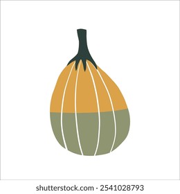 Pumpkin vector clipart. Cute hand drawn pumkin illustration. For thematic designs, stickers, patterns. Autumn Thanksgiving food illustration isolated on white background