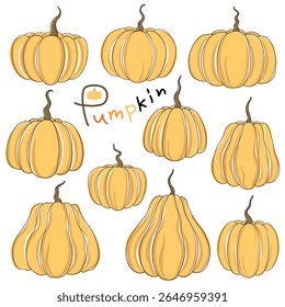 Pumpkin vector collection for design and decoration, can be used for various purposes such as Halloween decoration, stickers, digital print, Halloween party, paper pattern, postcard and more