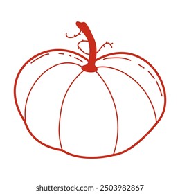 Contorno de Vector de calabaza aislado sobre un fondo blanco.